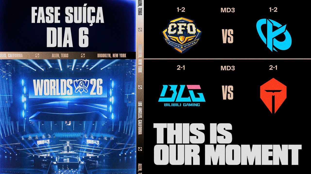 CFO x KC | TES x BLG | Worlds 2026 | Fase Suíça - Dia 6 (Md3)