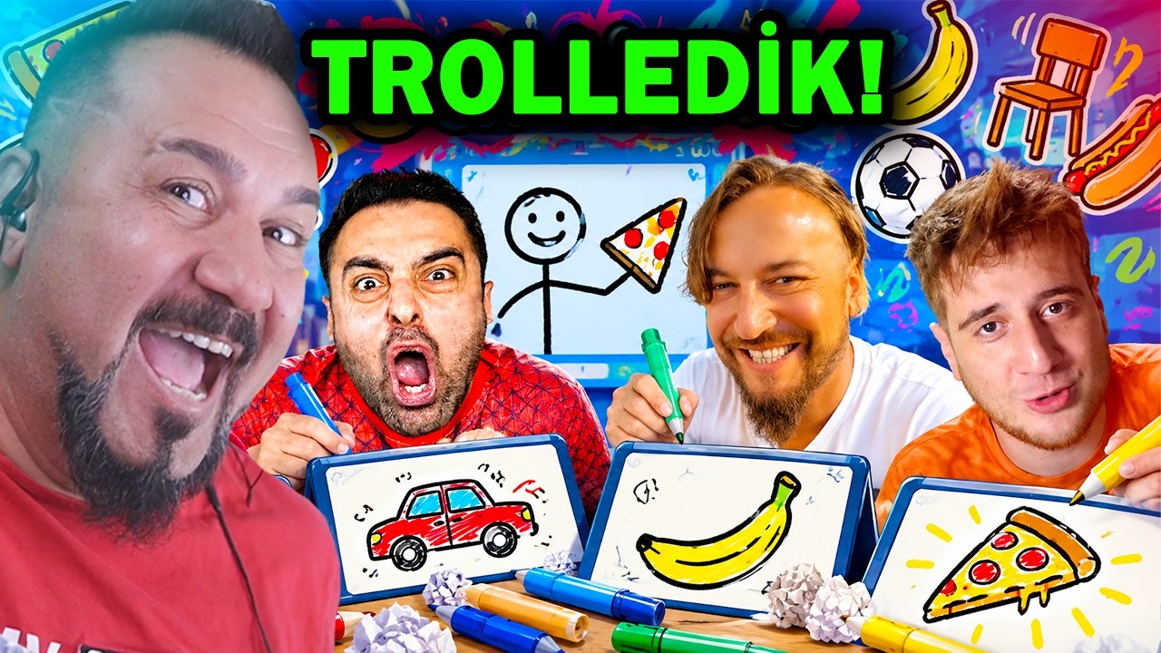 ÜMİDİ İLE GİZLİ YAZIŞTIK! EKİBİ TROLLEDİK! YEMEKLER ve NESNELER ÇİZİYORUZ