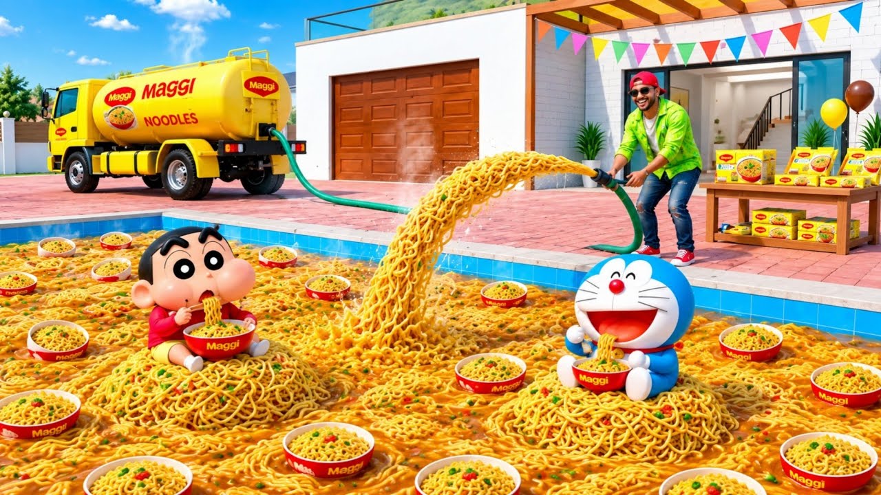 Franklin shinchan এর জন্য বানালো নুডুলস সুইমিং পুল 🍜||Indian theft auto stimulator new update |