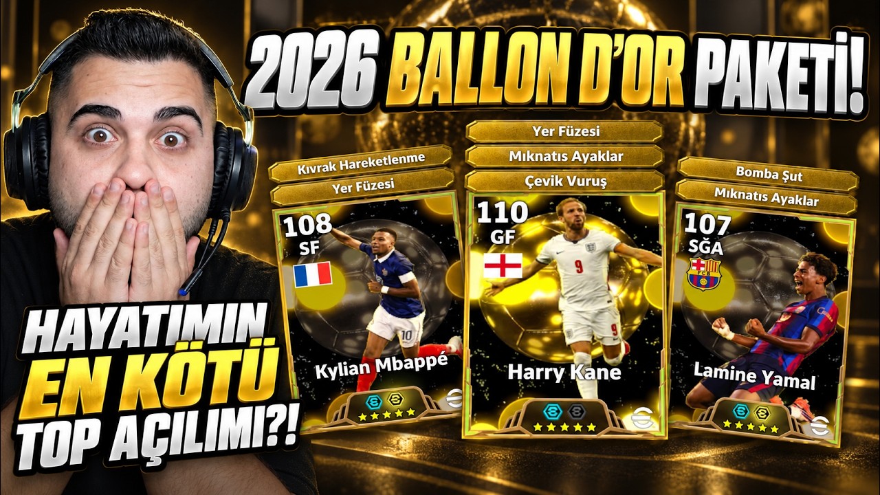 Ballon D'or PAKETİ! 110 Yer Füzeci + Çevik Vuruş H.Kane, 108 Mbappe, 107 Yamal! Top Açılımı + Deneme