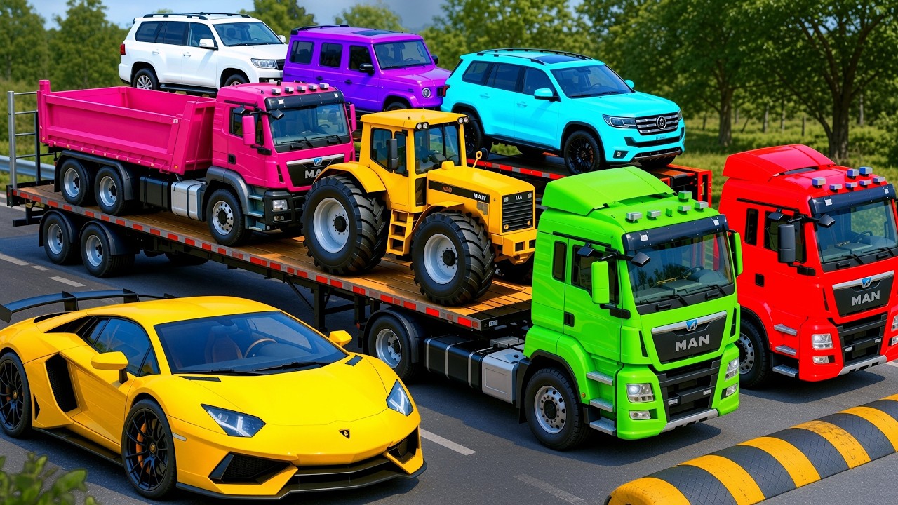 Flatbed Truck McQueen Transportation with Truck Pothole vs Car #52   BeamNG Drive