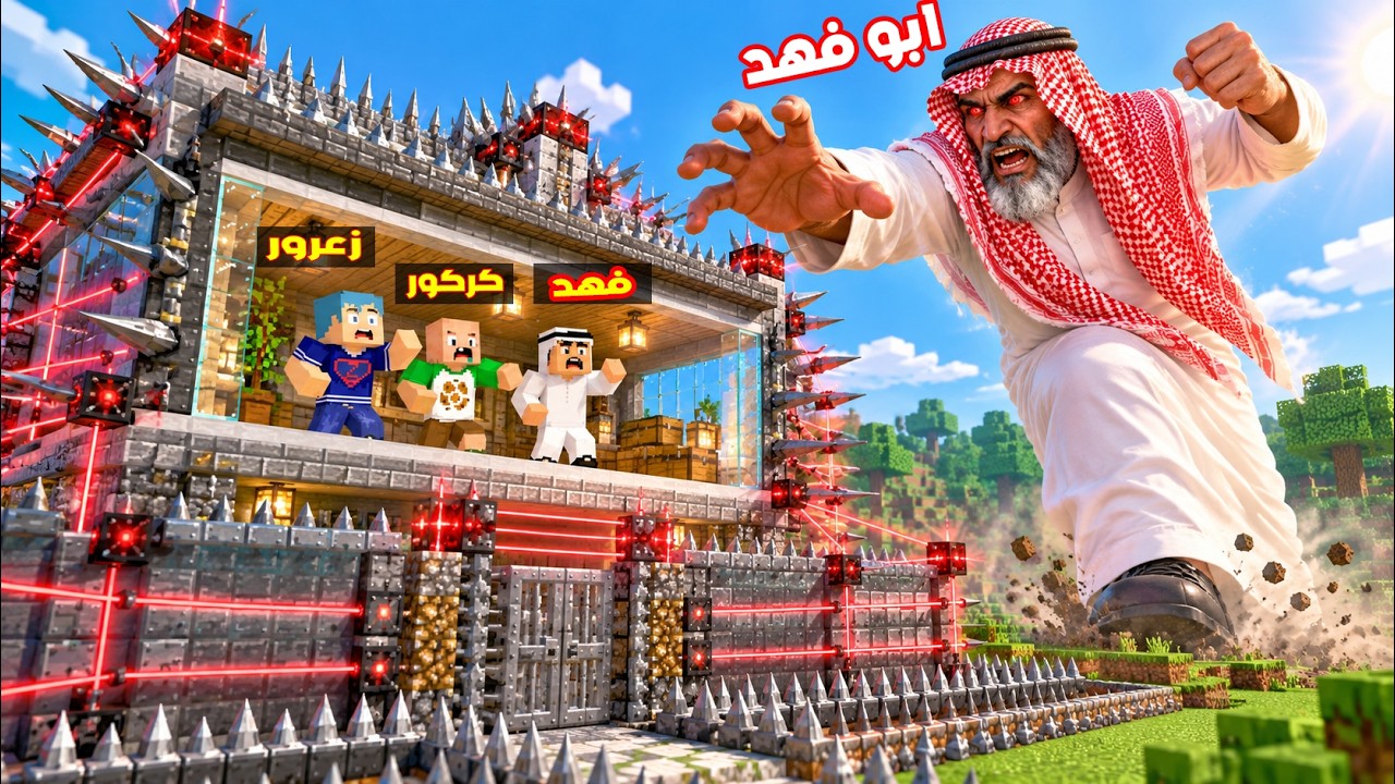 فلم ماين كرافت : بناء المنزل المحمي ضد ابو فهد الشرير مع زعرور و كركور و فهد !!؟ 🔥😱
