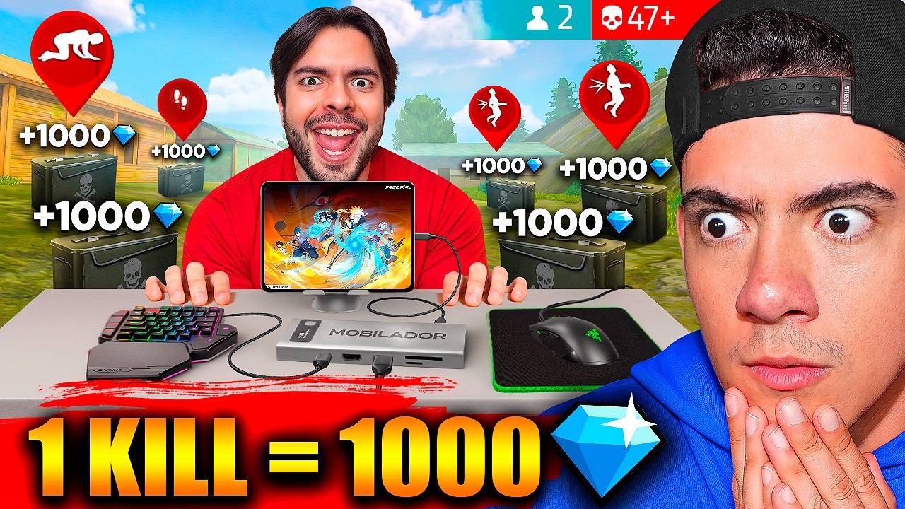 LE DOY 1,000 DIAMANTES X KILL A ANTRONIXX EN FREE FIRE PERO EN MOBILADOR !! - TheDonato