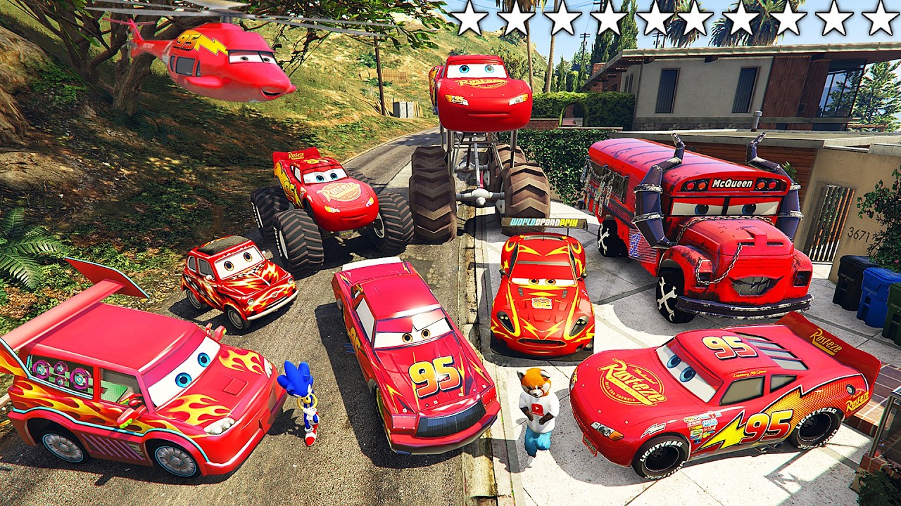 I STOLE COMPACT LIGHTNING McQUEEN CARS WITH SONIC FROM REAL LIFE IN GTA 5!