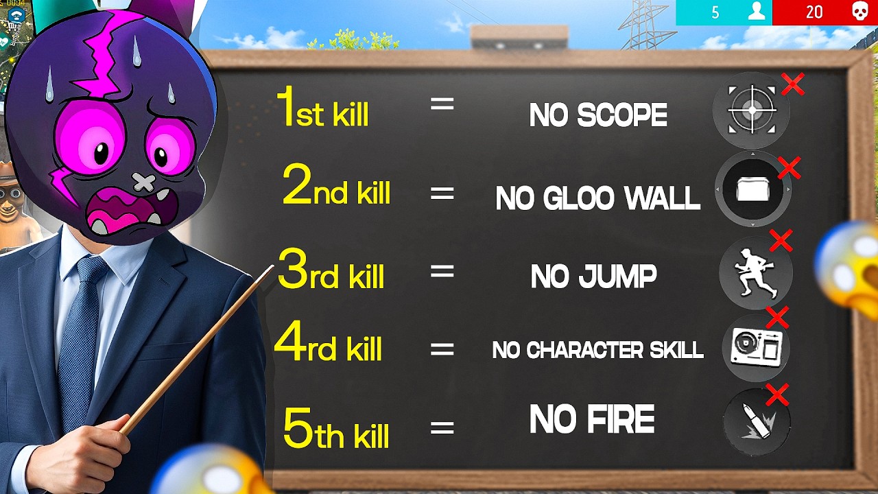 1 KILL করলে SCOPE হারাবো, 2 KILL করলে GLOO WALL 😱 EVERY KILL MAKES ME WEAKER CHALLENGE 🤯