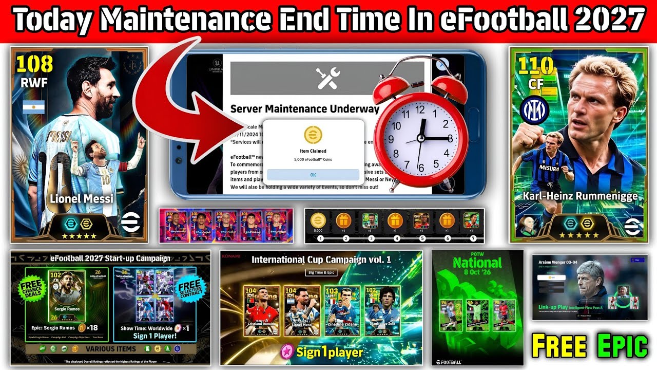 Maintenance End Time Today In eFootball 2027 | Pes Server Maintenance | v6.1.0 Update & Free Coins🔥😱