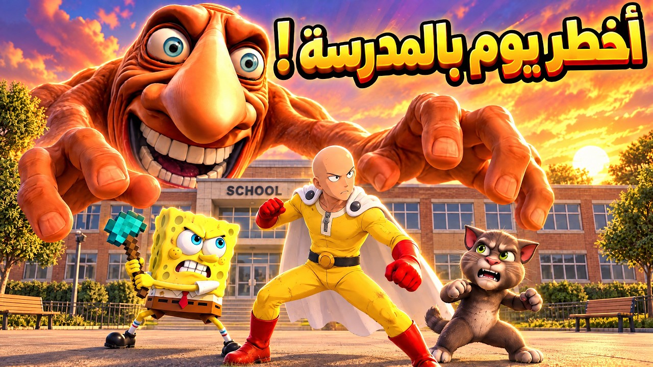 ديفو وسبونج بوب مع توم المتكلم ضد وحش المدرسة العملاق 😱❗