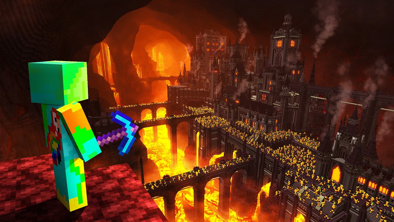 1000 Players Simulate Mining Prison in Minecraft